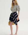 Lino Top, Yayoi Cream & Navy