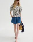 Lino Top, Yayoi Cream & Navy