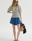 Lino Top, Yayoi Cream & Navy