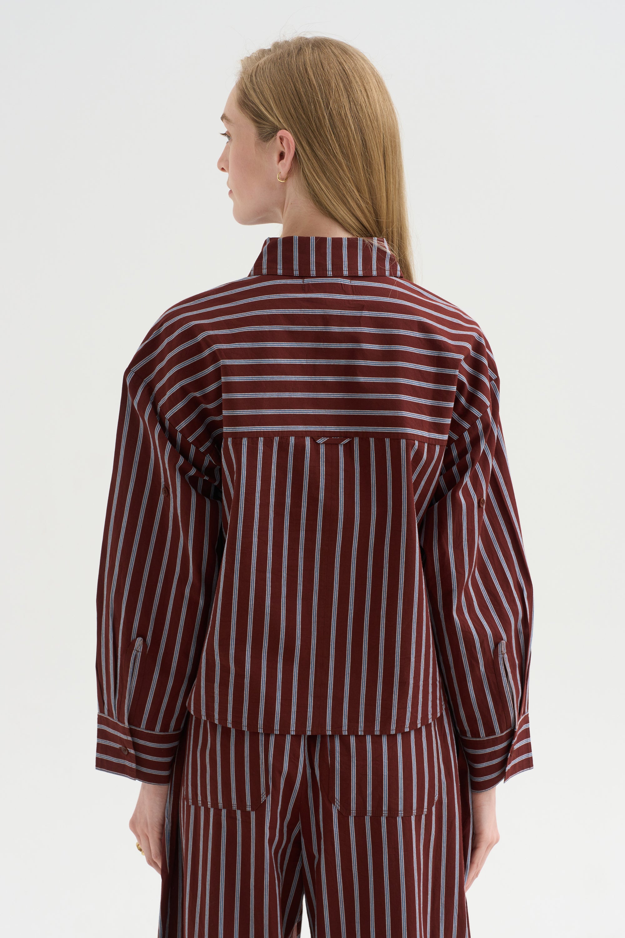 Cropped Isolde Button Down, Spice Multi Stripe