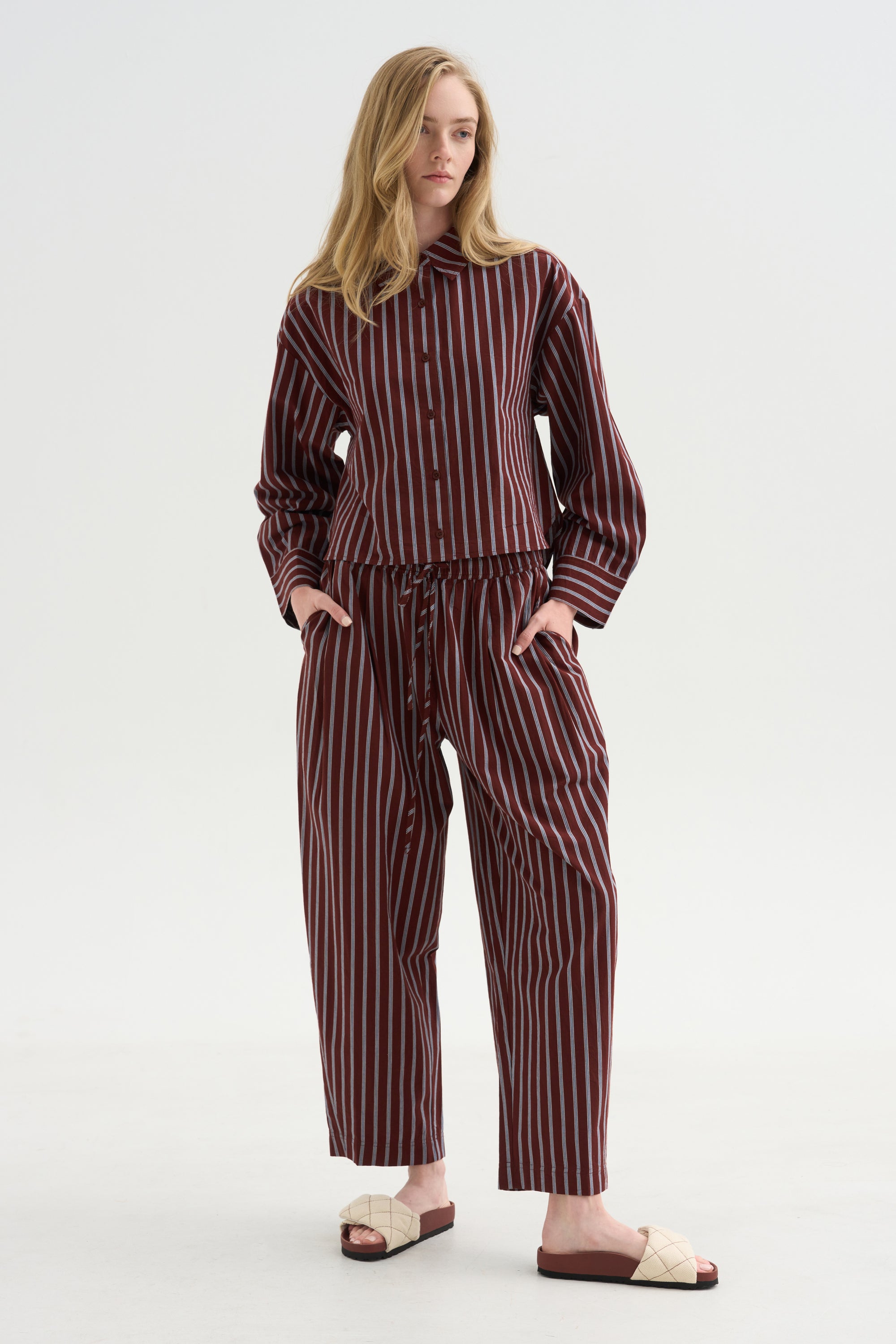 Cropped Isolde Button Down, Spice Multi Stripe