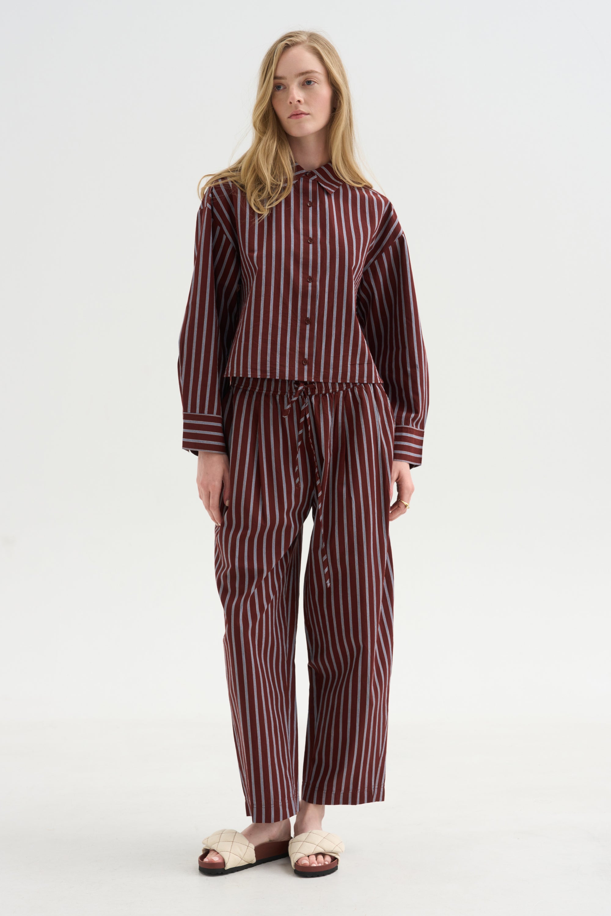 Cropped Isolde Button Down, Spice Multi Stripe