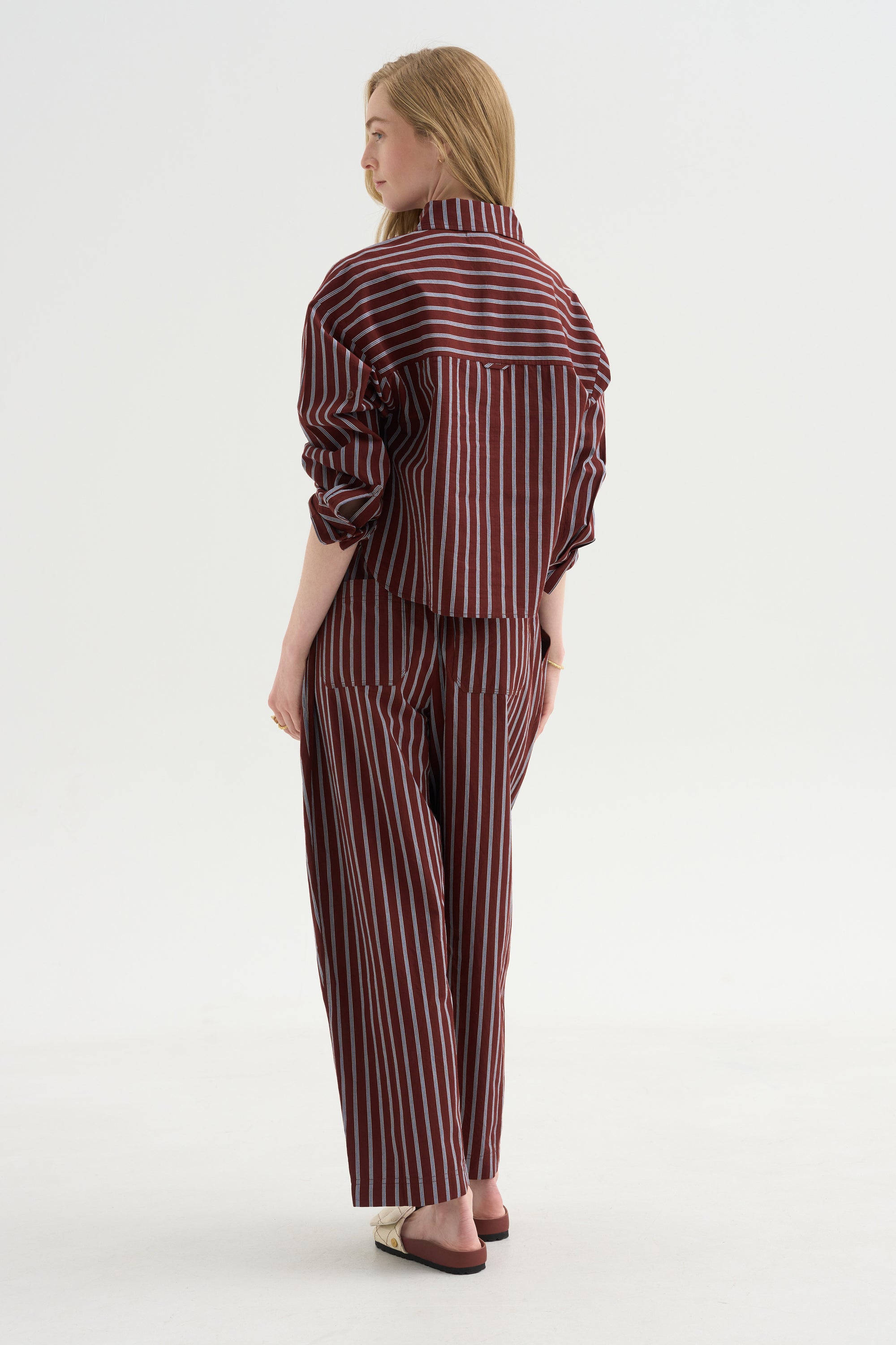 Cropped Isolde Button Down, Spice Multi Stripe