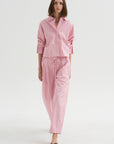 Cropped Isolde Button Down, Pink Taffy Stripe