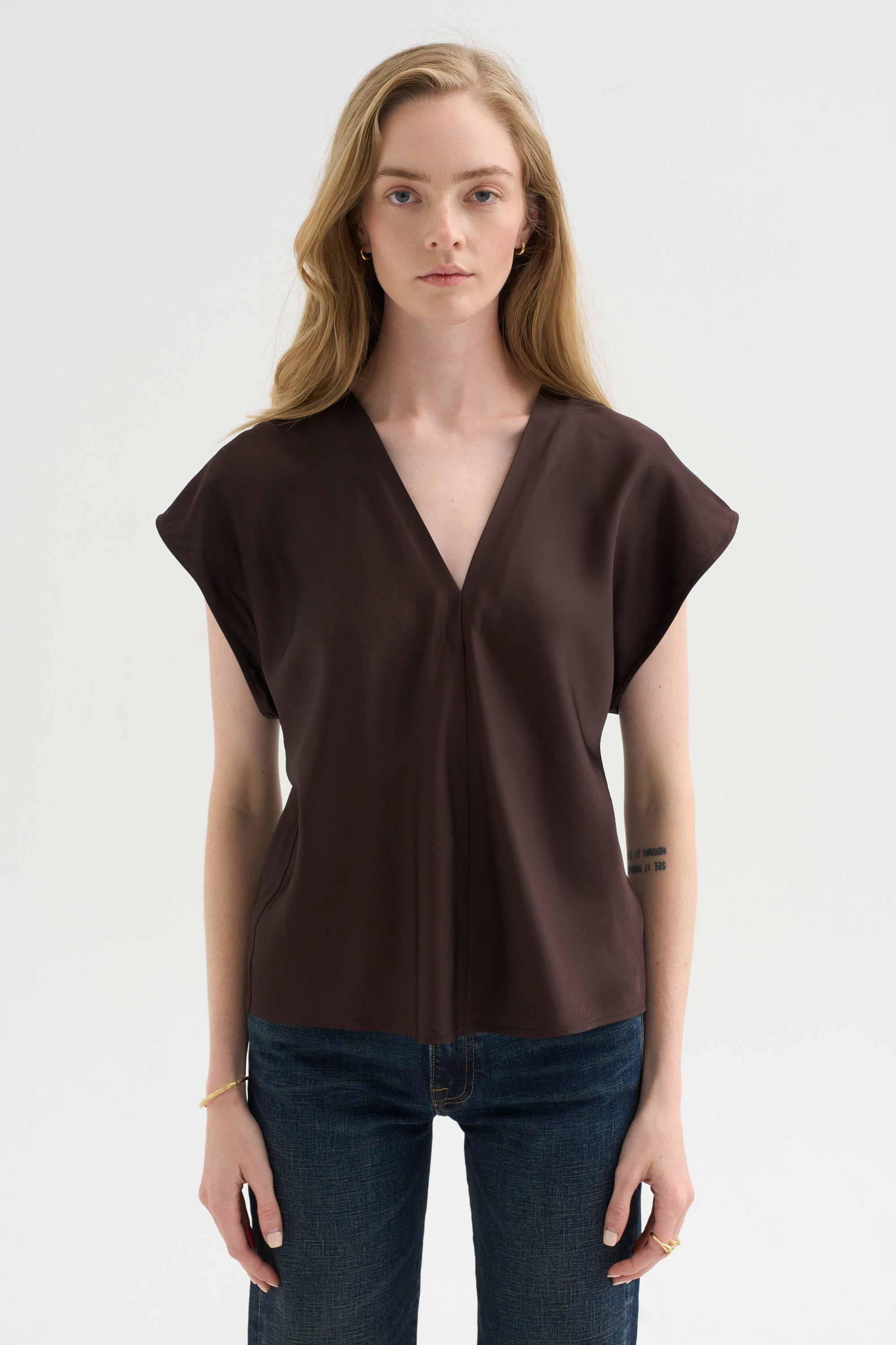 Top Monde Drape Bias,  Black Coffee