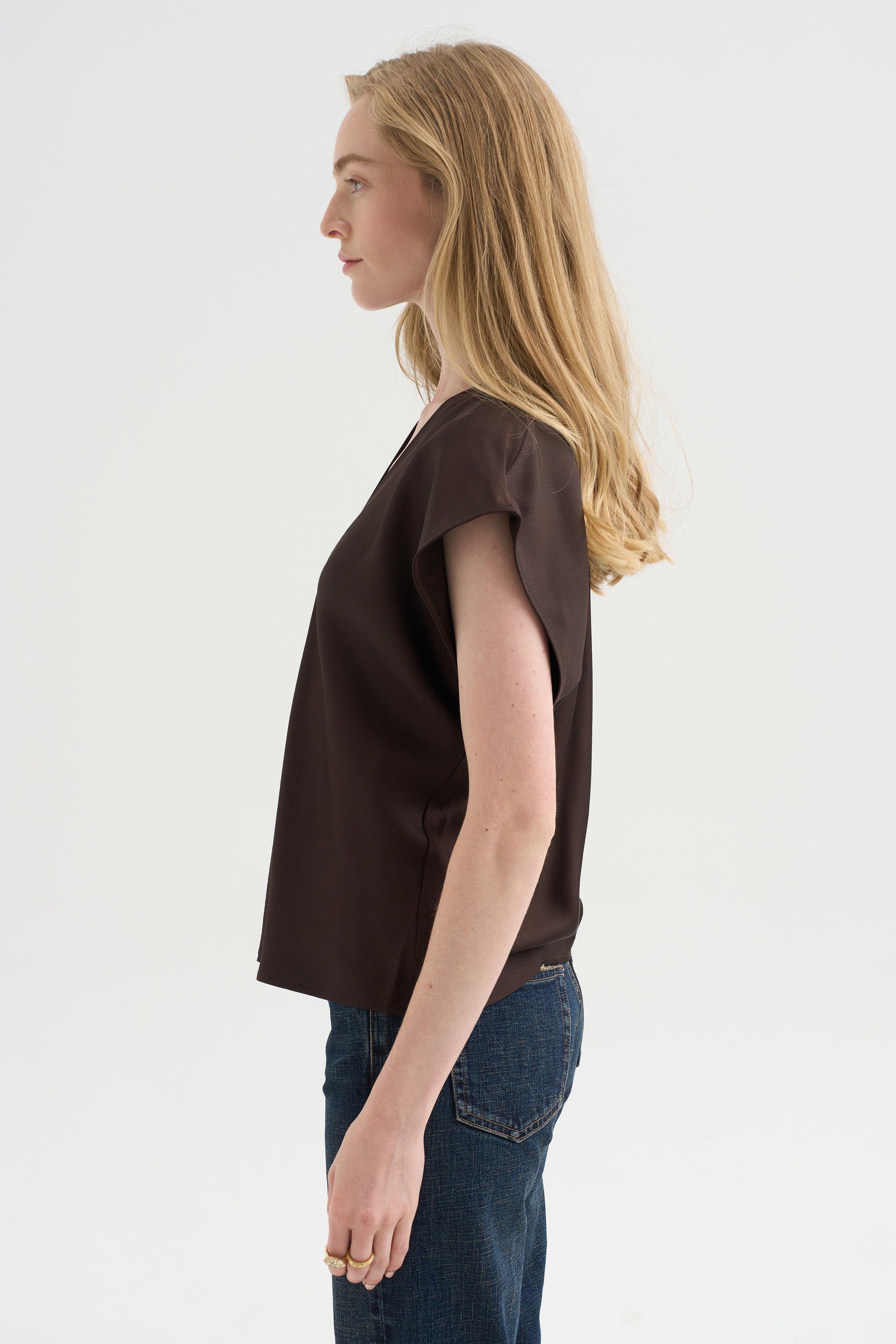 Top Monde Drape Bias,  Black Coffee