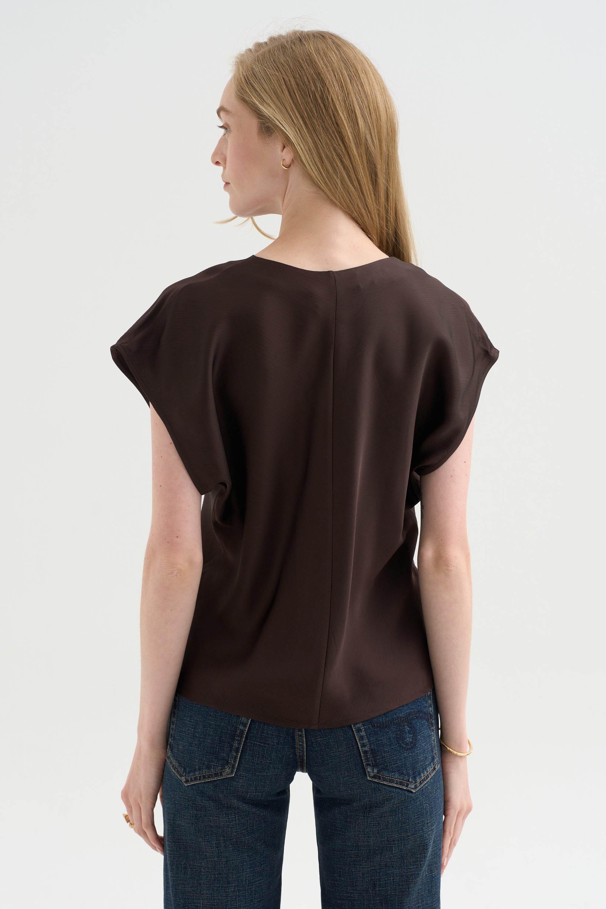 Top Monde Drape Bias,  Black Coffee
