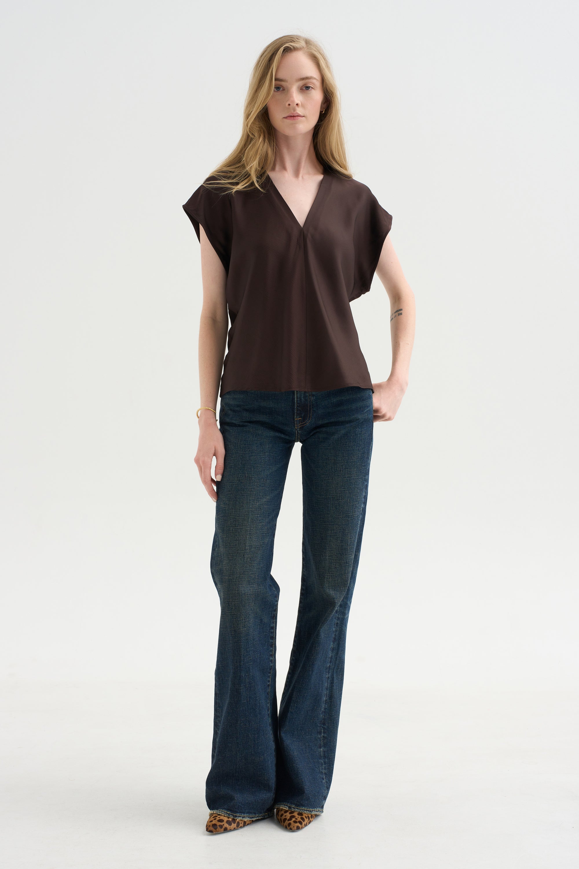 Top Monde Drape Bias,  Black Coffee