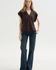 Top Monde Drape Bias,  Black Coffee