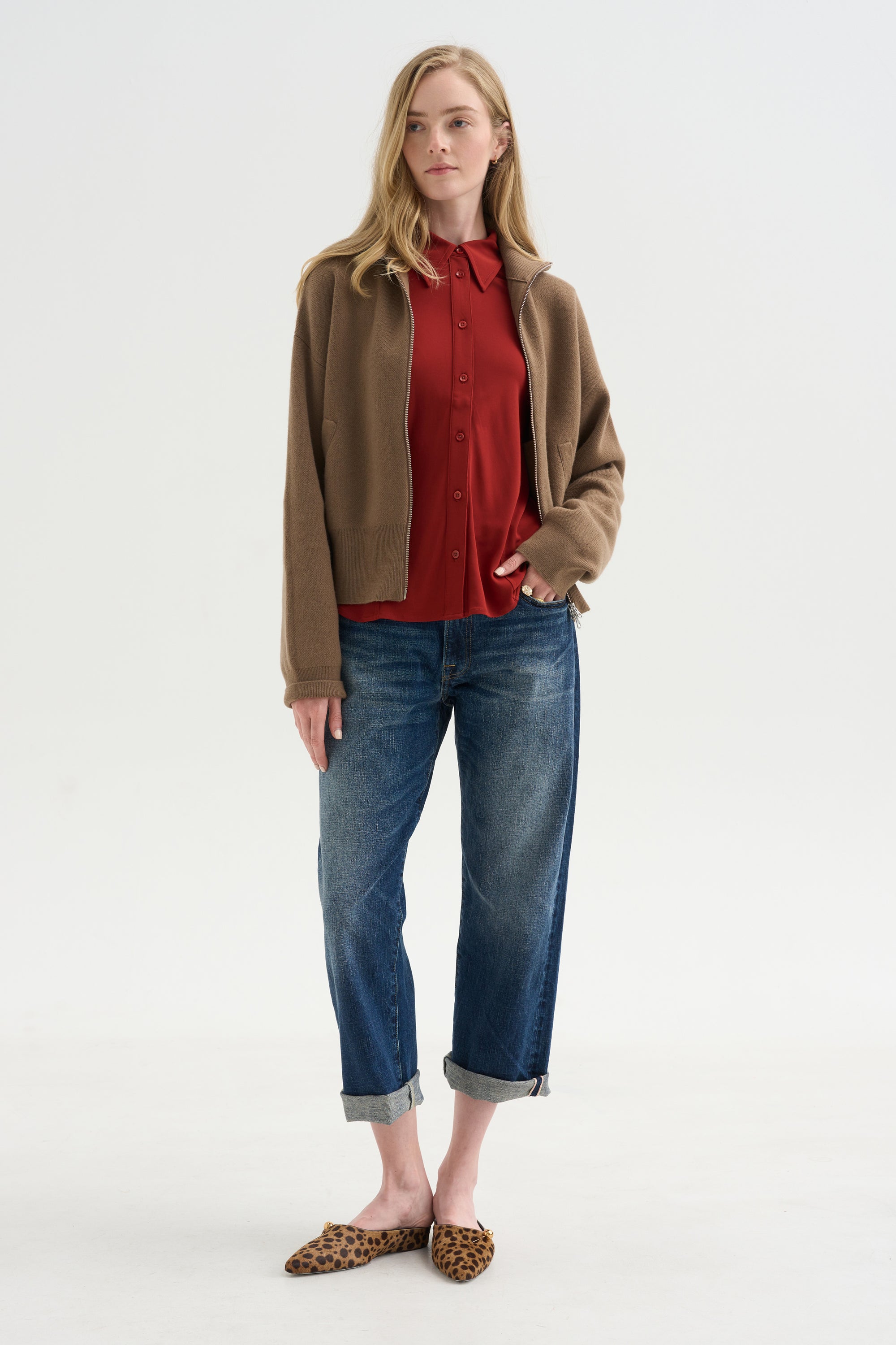 Merce Slinky Slim Button Up, Cinnamon