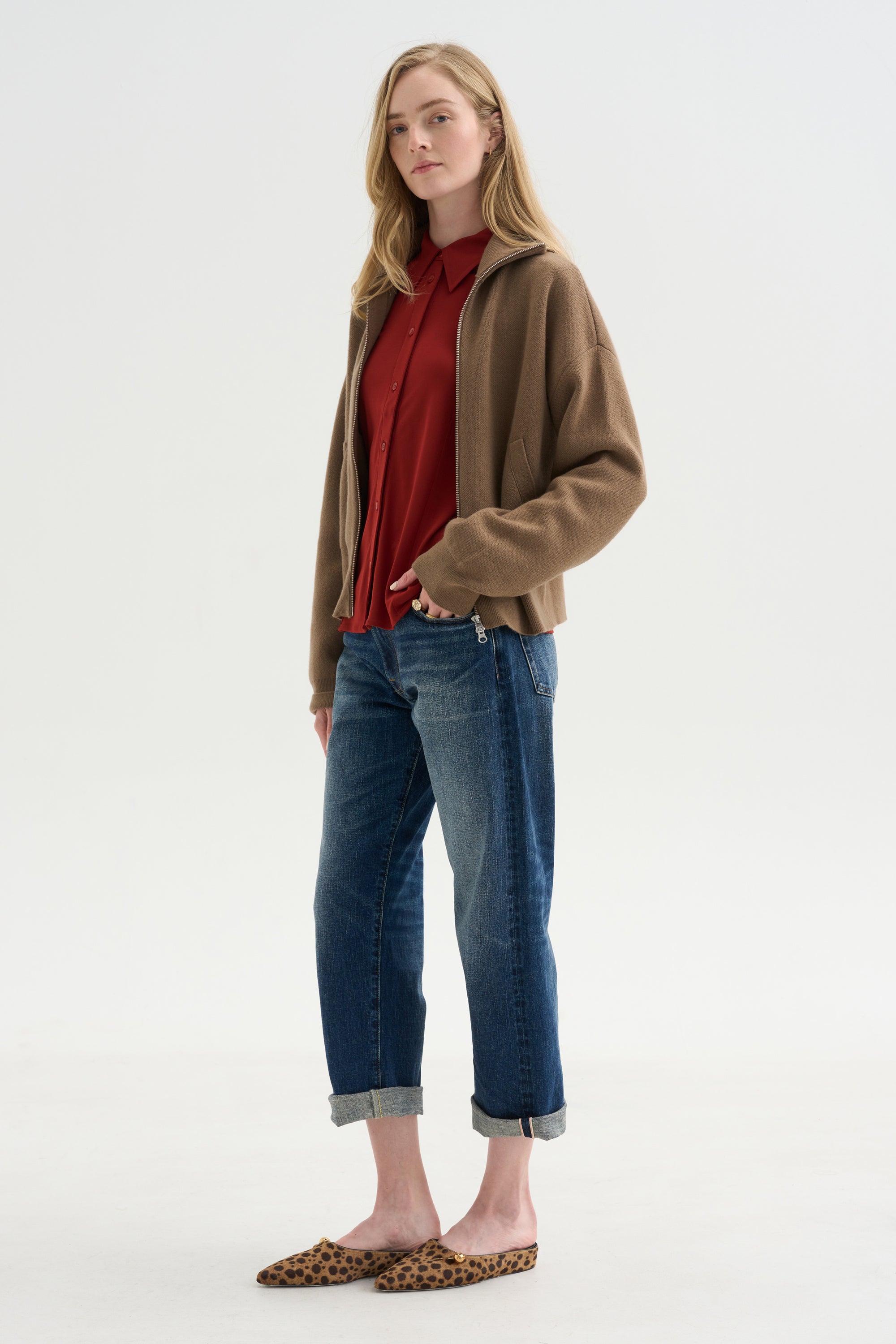 Merce Slinky Slim Button Up, Cinnamon