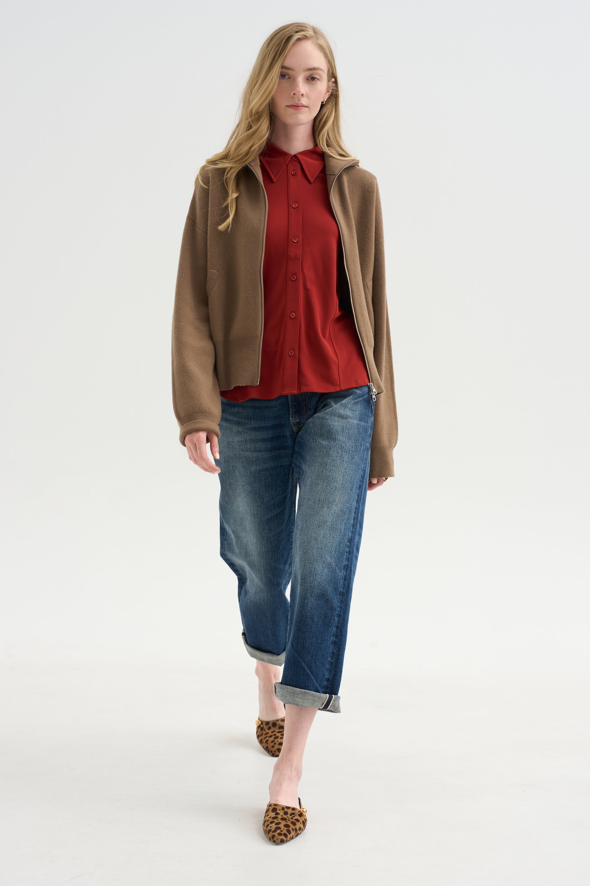 Merce Slinky Slim Button Up, Cinnamon