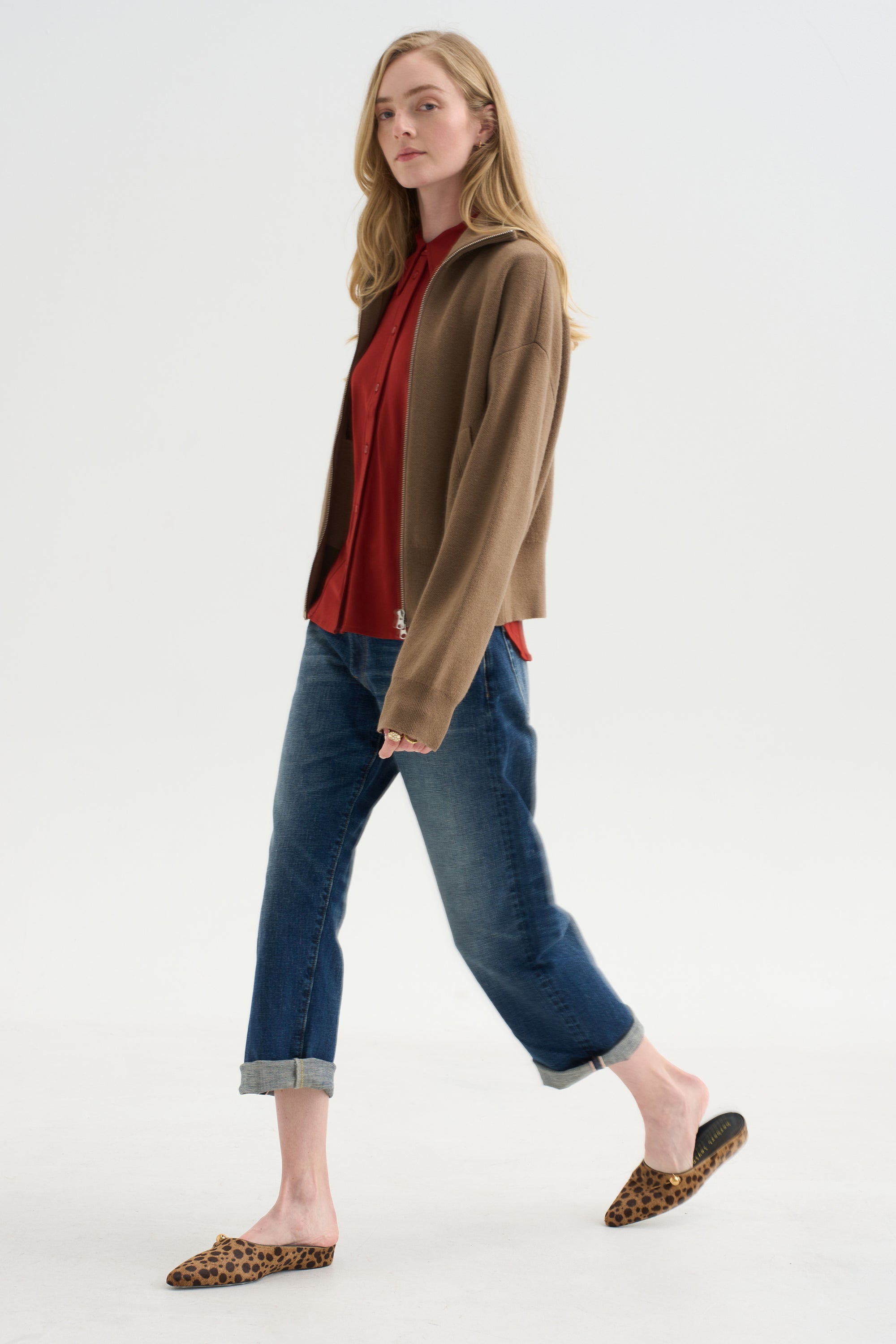 Merce Slinky Slim Button Up, Cinnamon