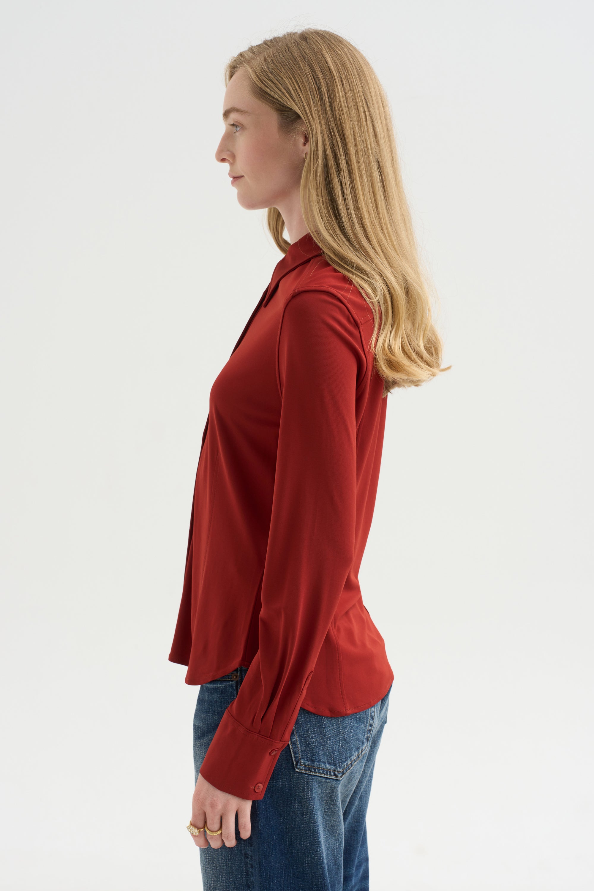 Merce Slinky Slim Button Up, Cinnamon