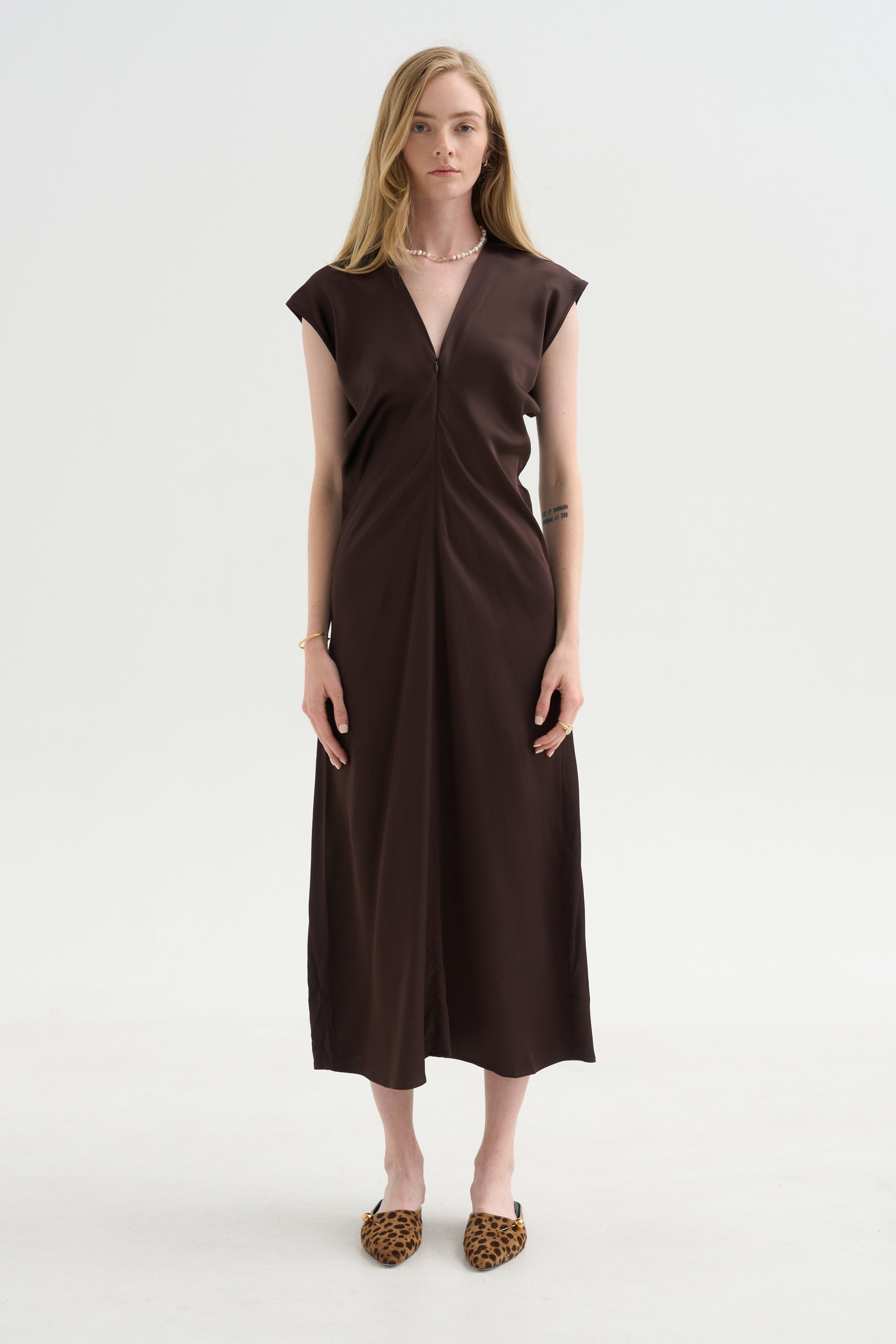 Monde Drape Bias Maxi, Black Coffee