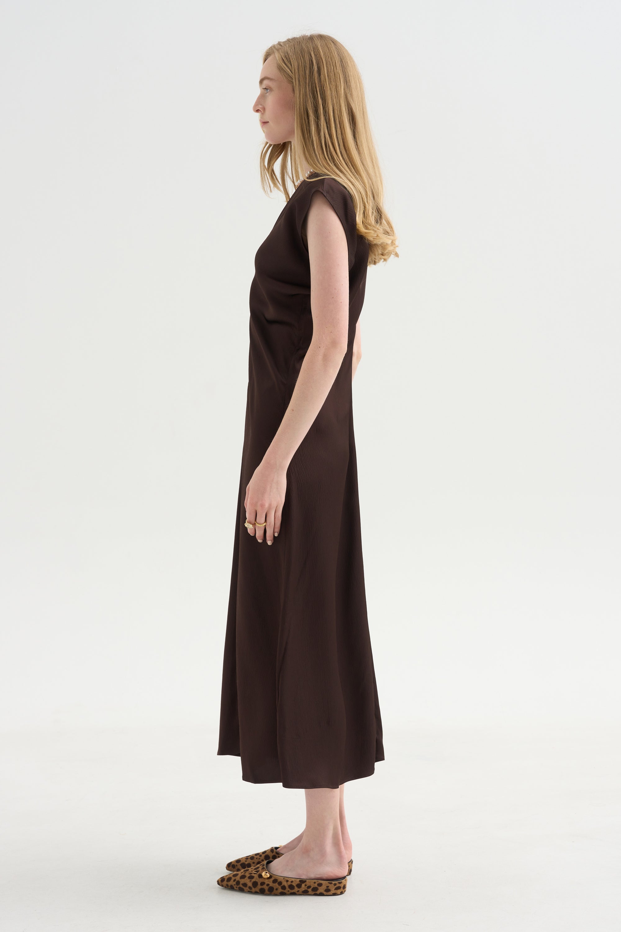 Monde Drape Bias Maxi, Black Coffee