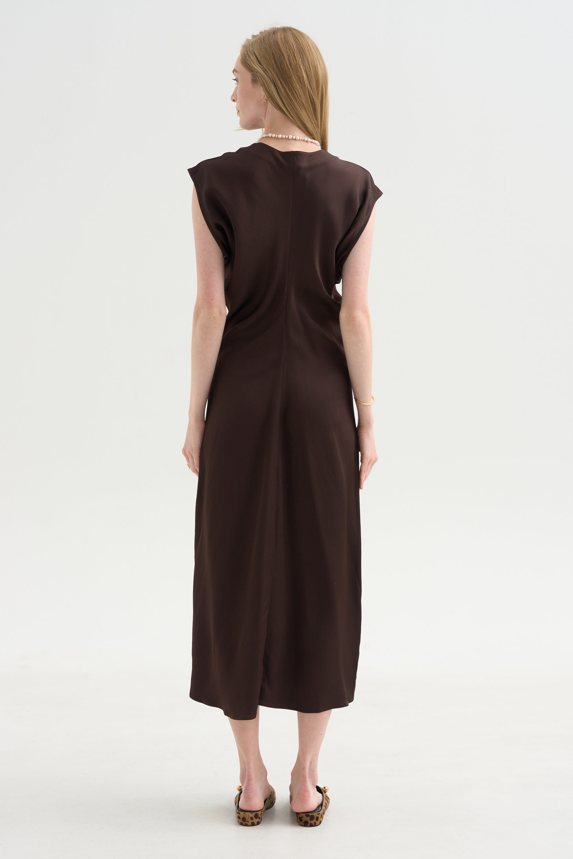 Monde Drape Bias Maxi, Black Coffee