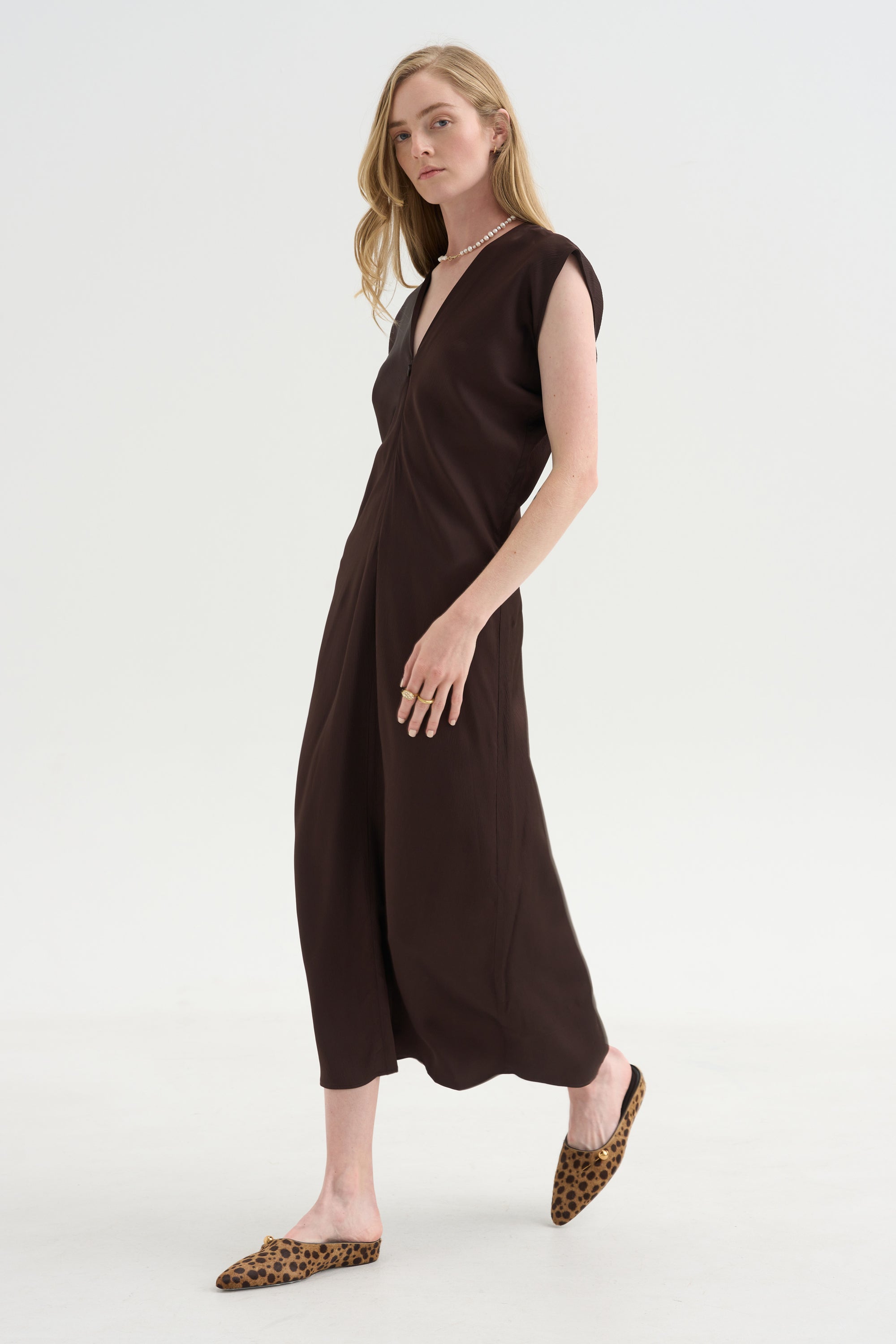 Monde Drape Bias Maxi, Black Coffee