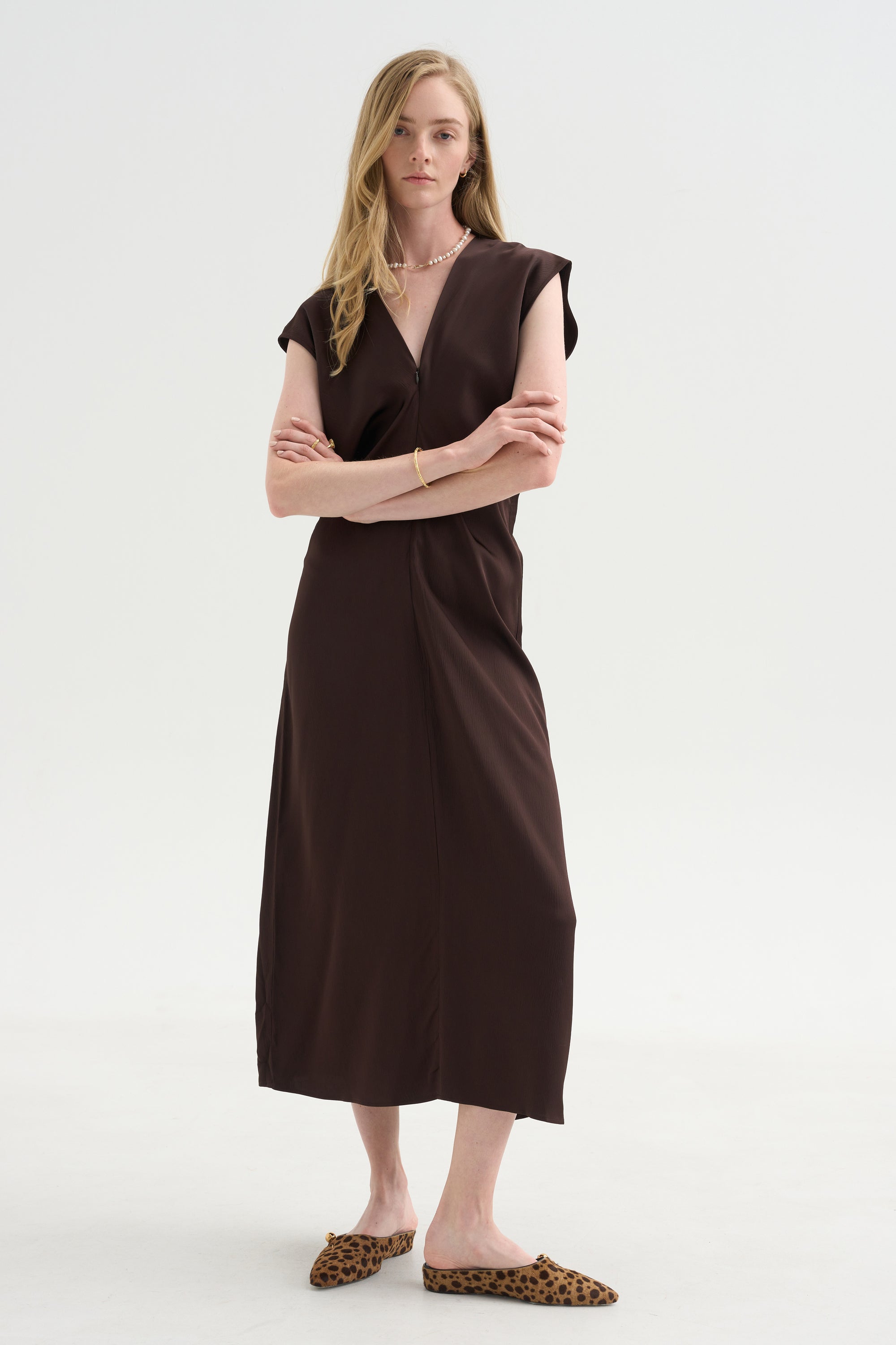 Monde Drape Bias Maxi, Black Coffee