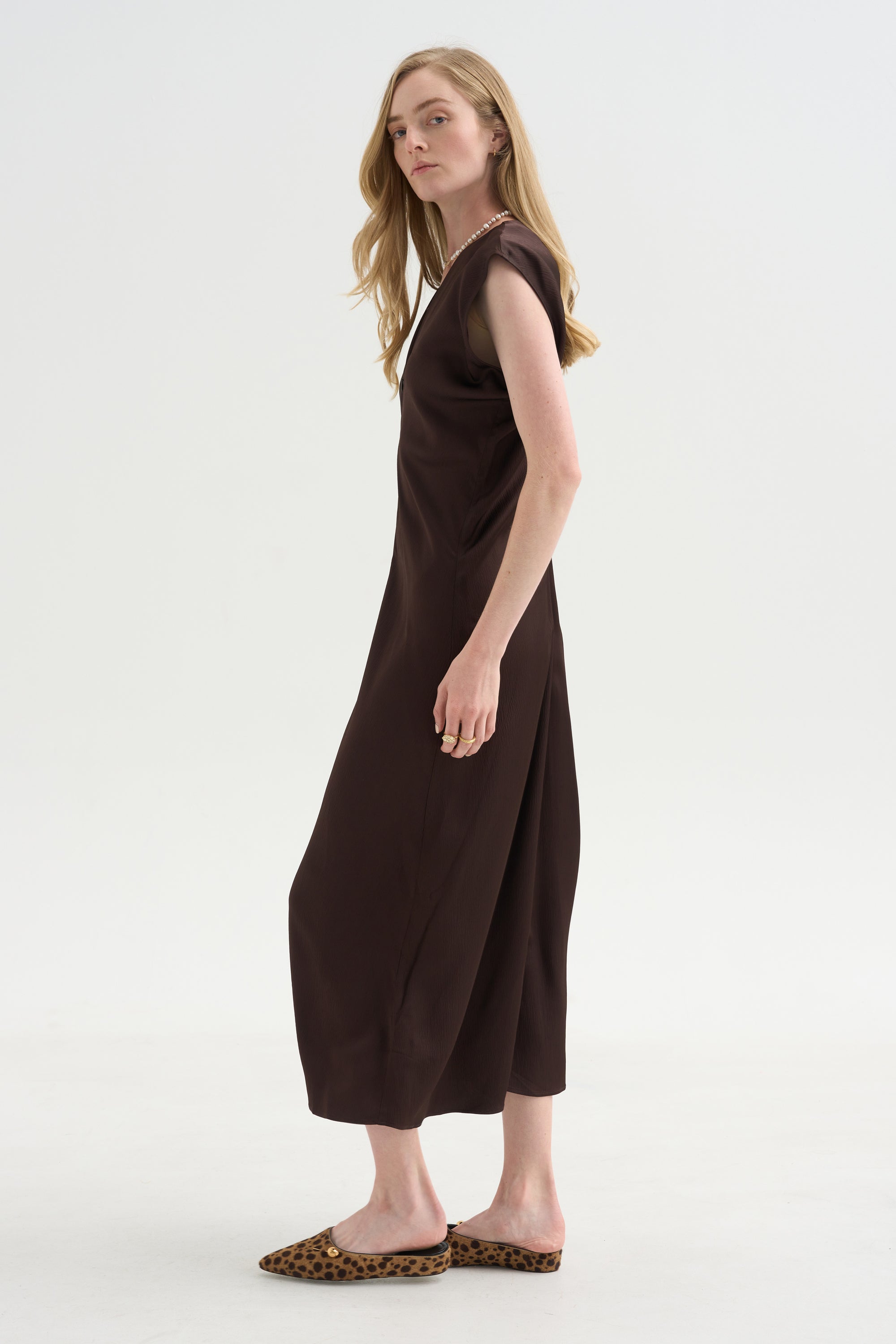 Monde Drape Bias Maxi, Black Coffee