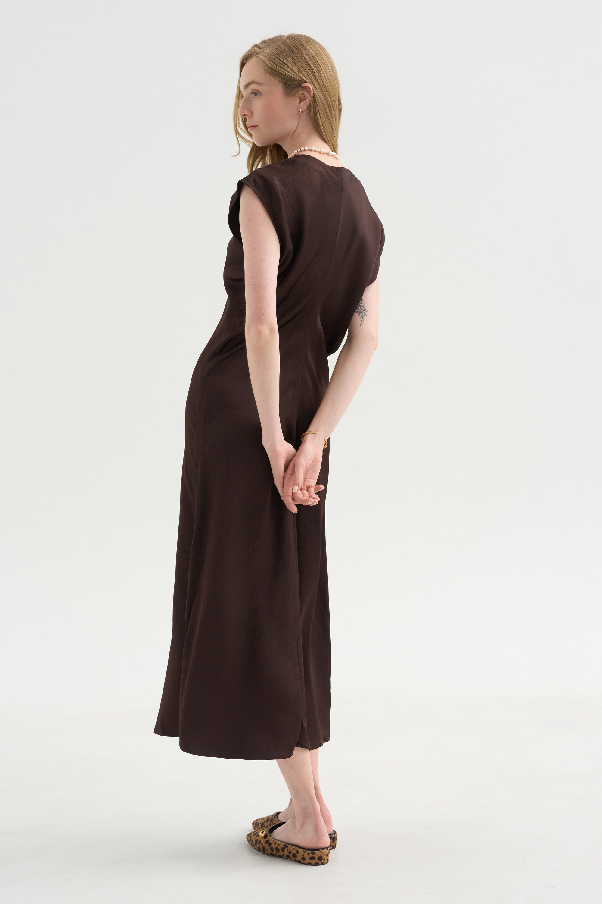 Monde Drape Bias Maxi, Black Coffee