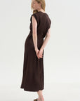 Monde Drape Bias Maxi, Black Coffee