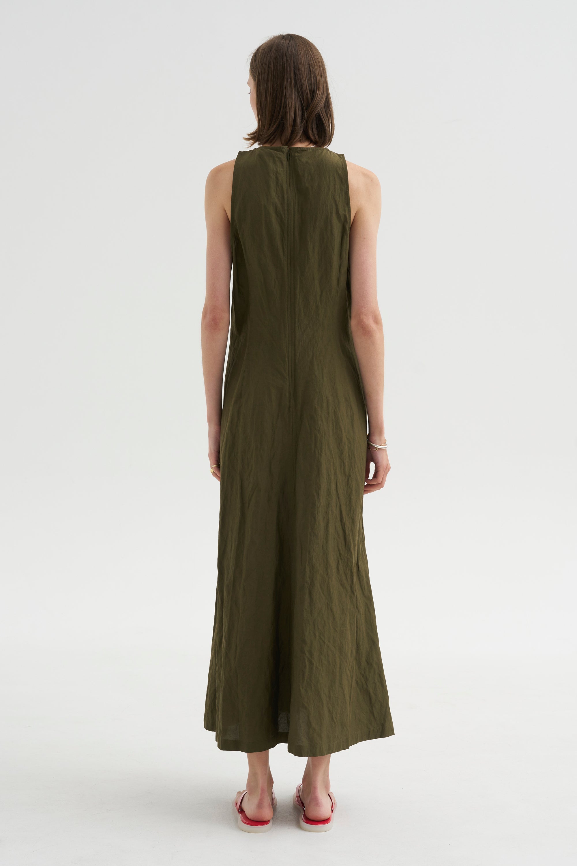 Scupled Uma Sleeveless Maxi, Dark Olive