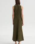 Scupled Uma Sleeveless Maxi, Dark Olive