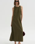 Scupled Uma Sleeveless Maxi, Dark Olive