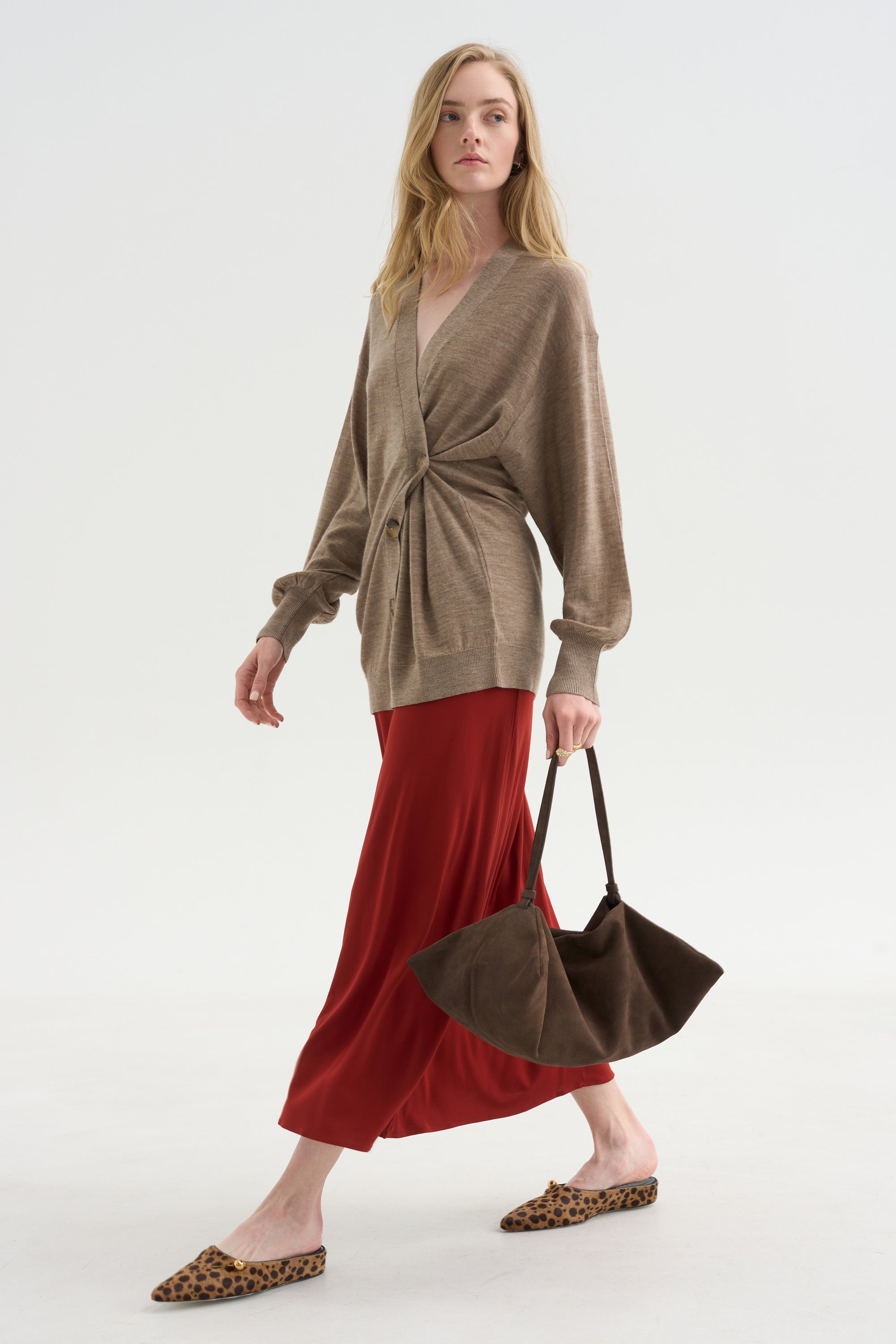Drippy Tissue Cardigan, Camel