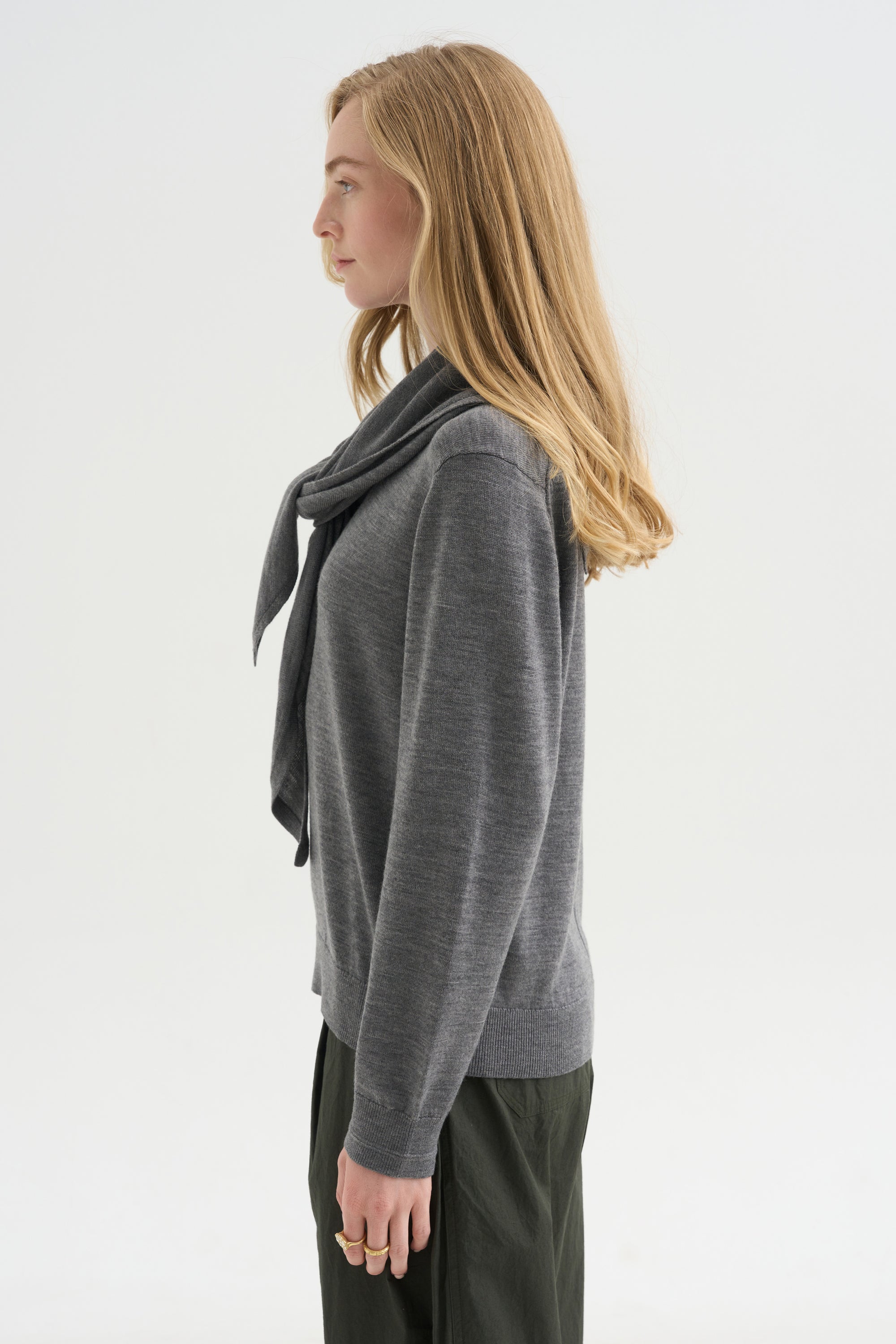 Drippy Scarf Top, Grey