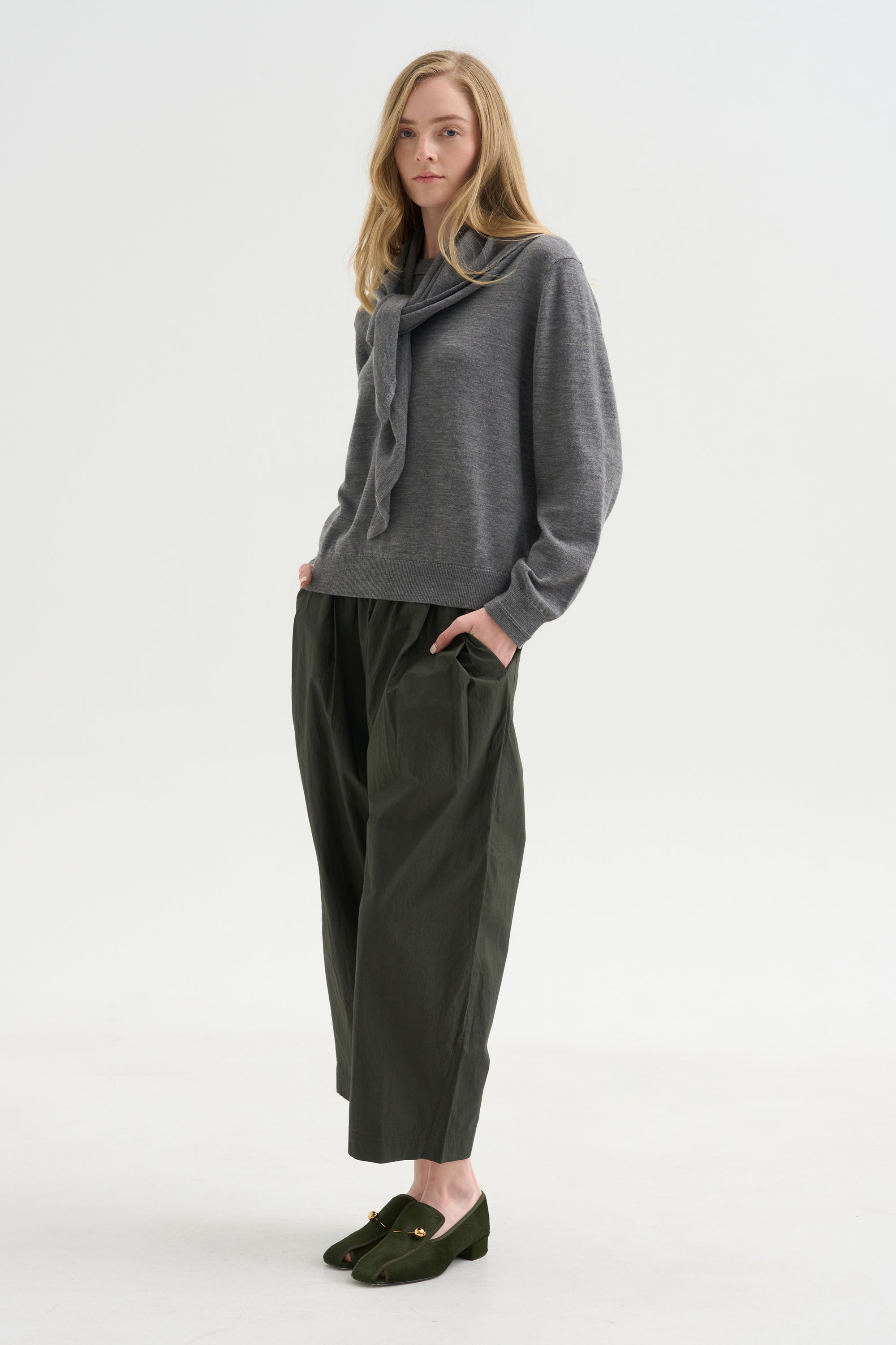 Drippy Scarf Top, Grey