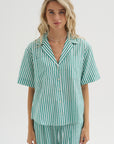 Valenti Button Up, Yarn Dye Stripe Green
