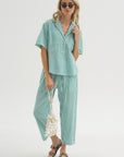 Valenti Button Up, Yarn Dye Stripe Green