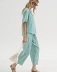 Valenti Button Up, Yarn Dye Stripe Green