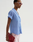 Valenti - Button Up,  Microstripe Blue & Cream