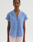 Valenti - Button Up,  Microstripe Blue & Cream