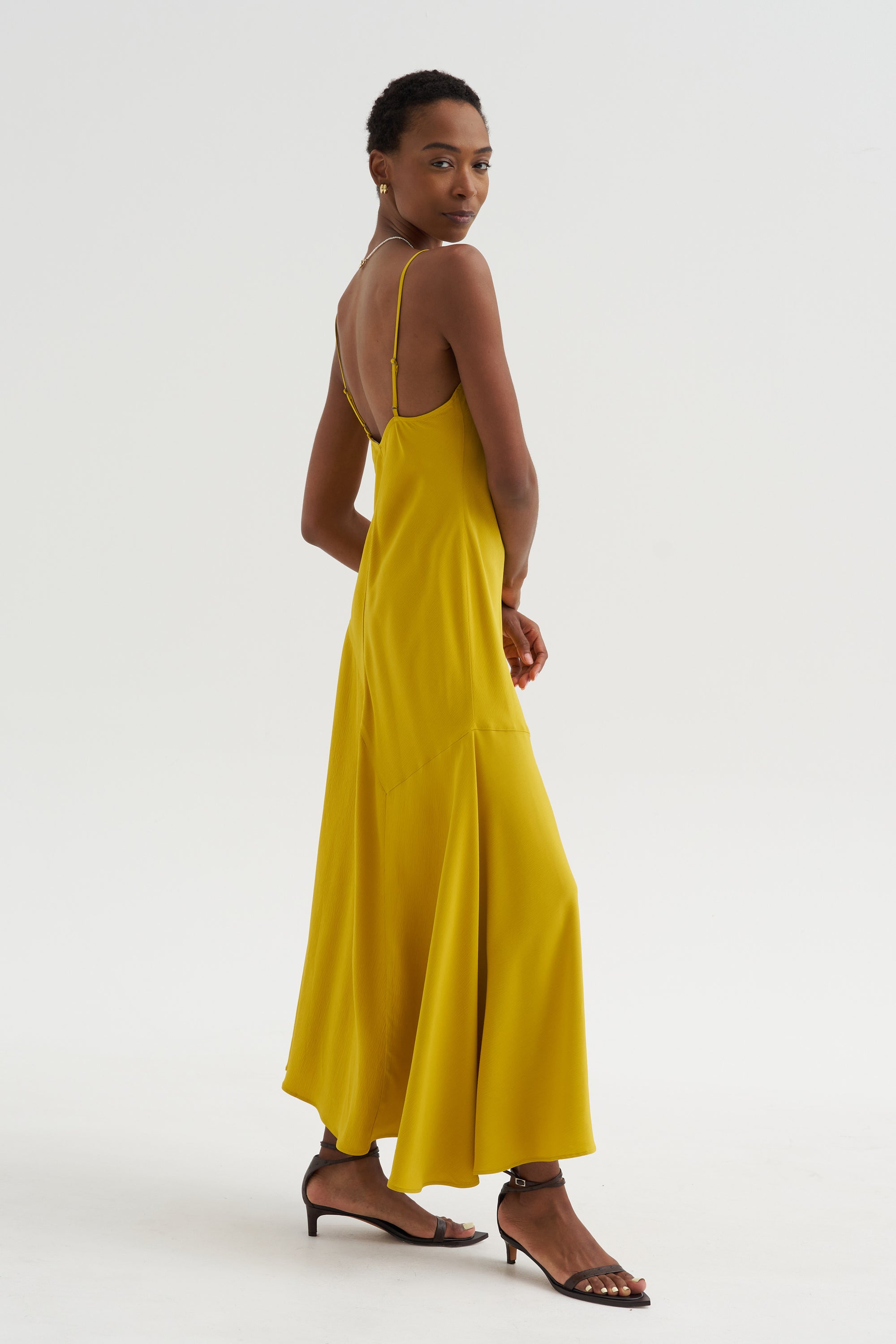 Kasimira - Bias Slip Dress, Goldenrod Kick Pleat Kasimira - Bias Slip Dress, Goldenrod Kick Pleat