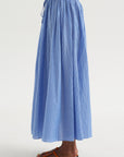 Hanne - Tie Maxi Skirt,  Microstripe Blue & Cream