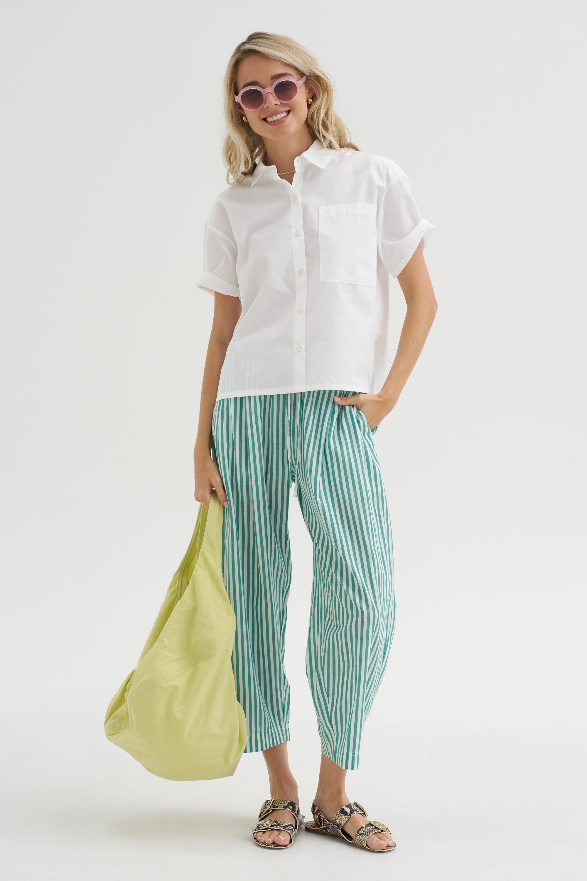 Everyday Pull-on Pant, Yarn Dye Stripe Green