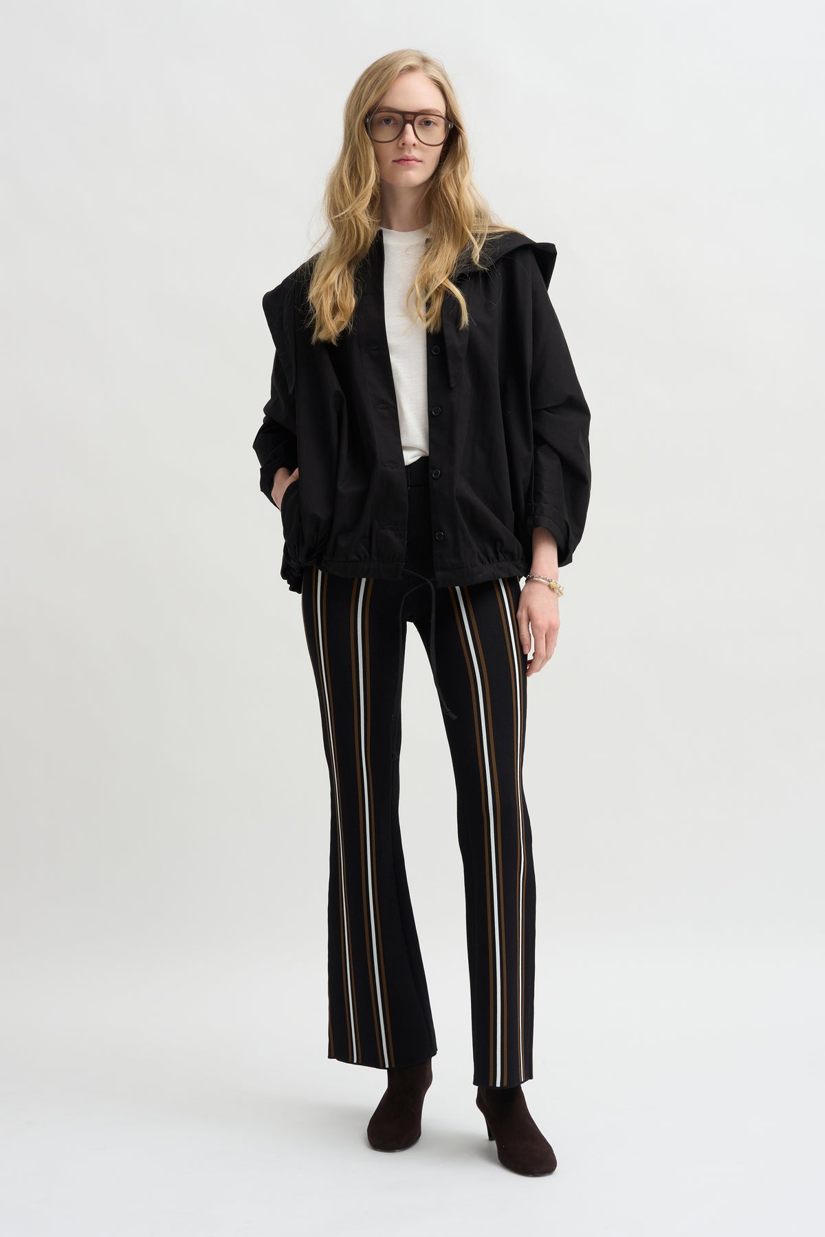 Stripe Long Rene Pull On Pant, Black Multi