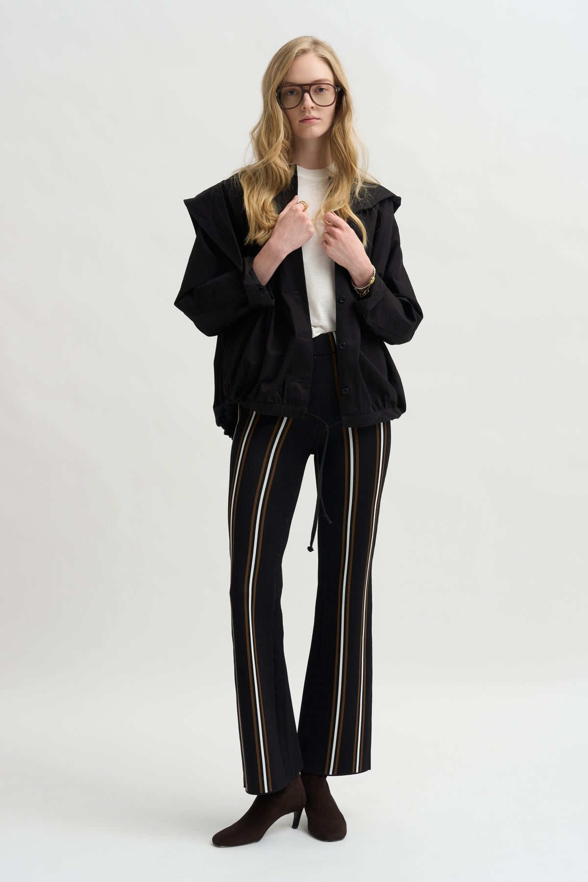 Stripe Long Rene Pull On Pant, Black Multi