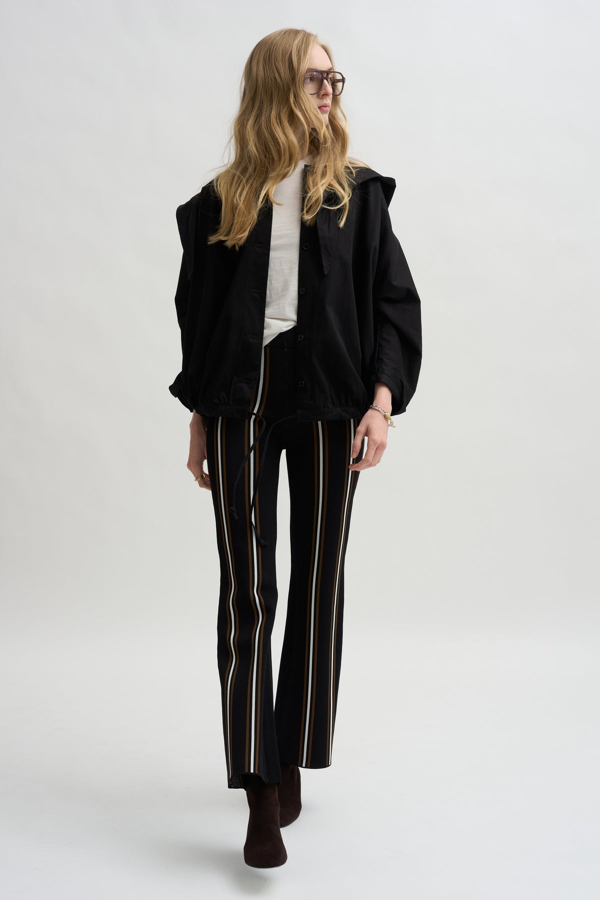 Stripe Long Rene Pull On Pant, Black Multi