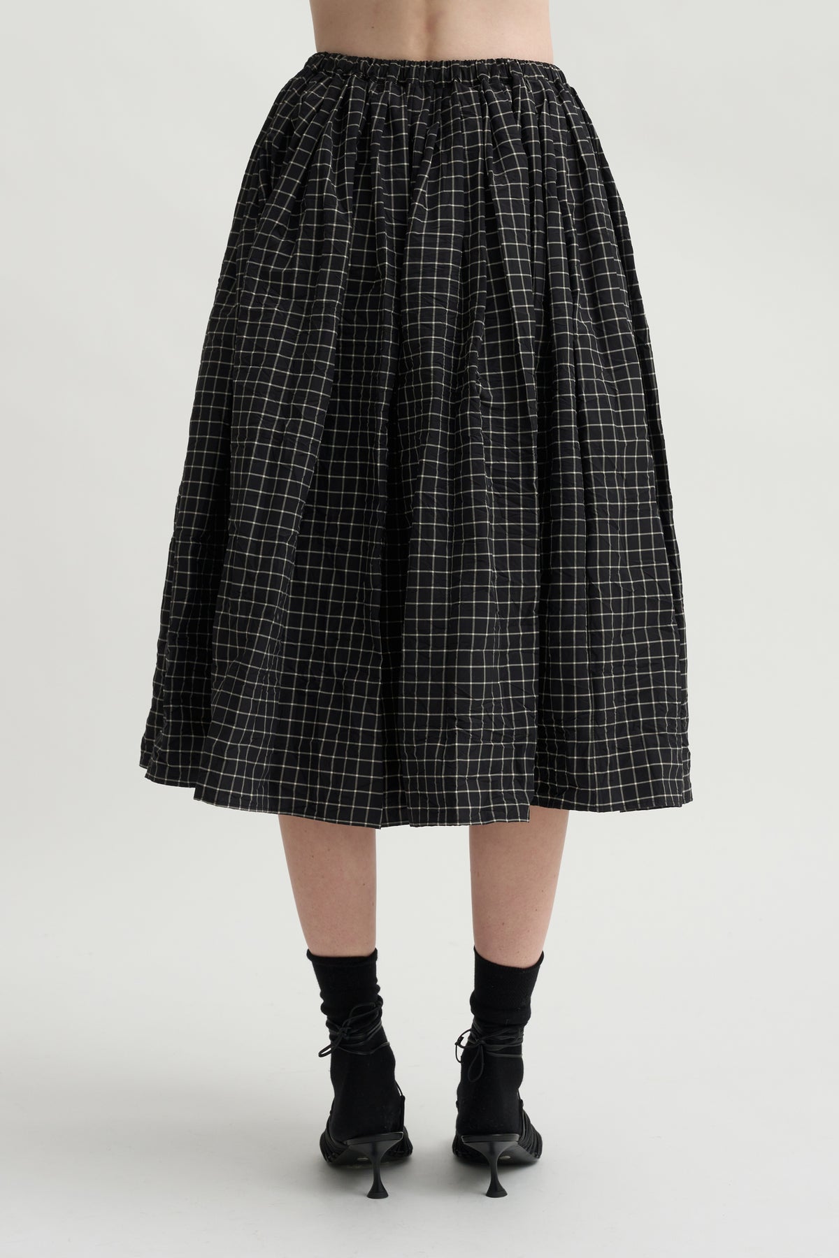 Grid Check Skirt, Black
