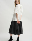 Grid Check Skirt, Black