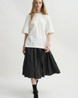 Grid Check Skirt, Black
