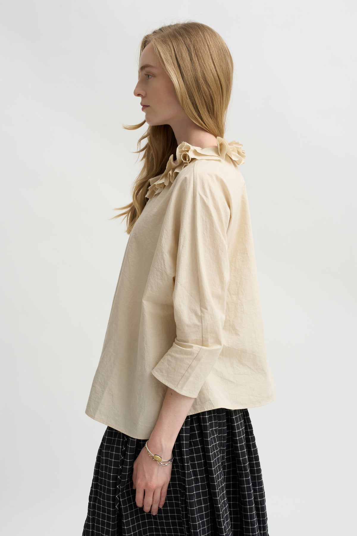 Ruffle Collar Shirt, Natural