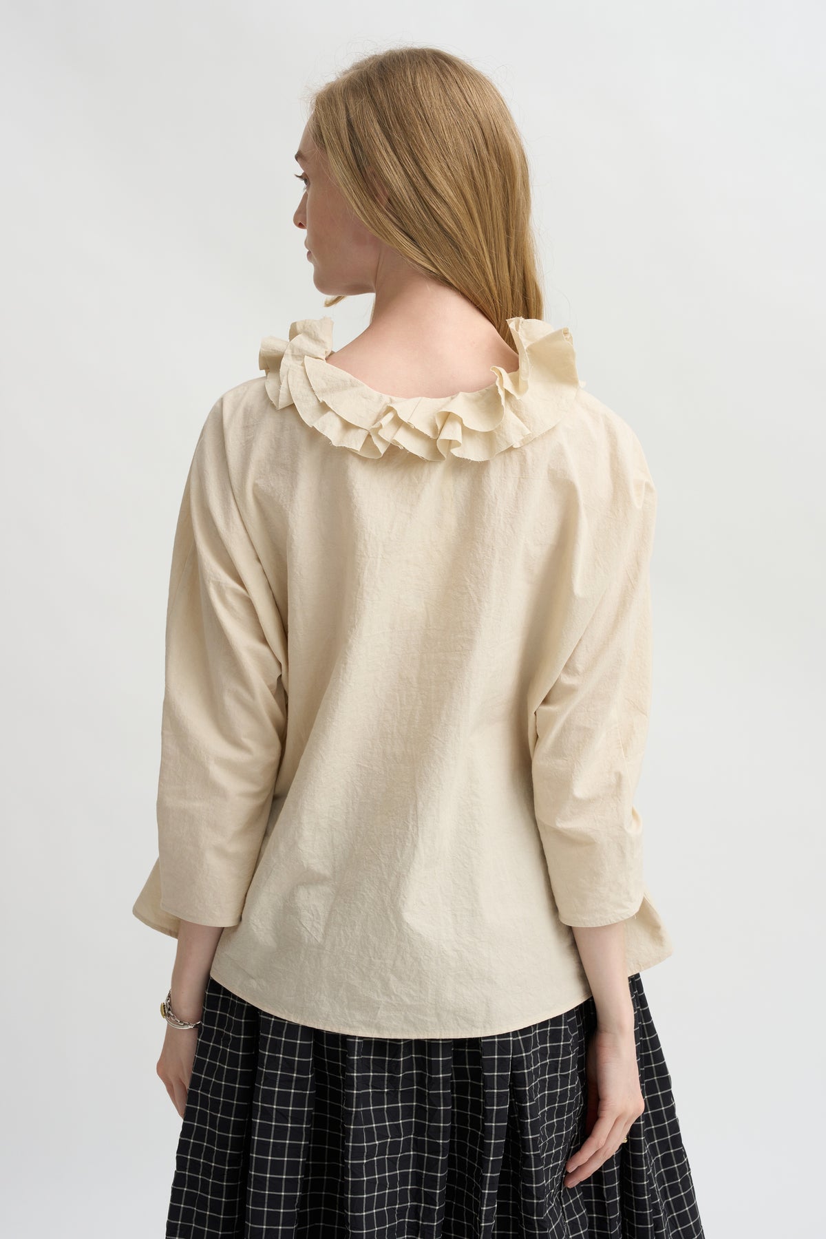 Ruffle Collar Shirt, Natural