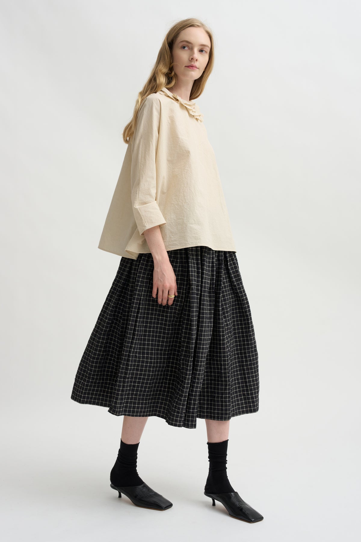 Ruffle Collar Shirt, Natural