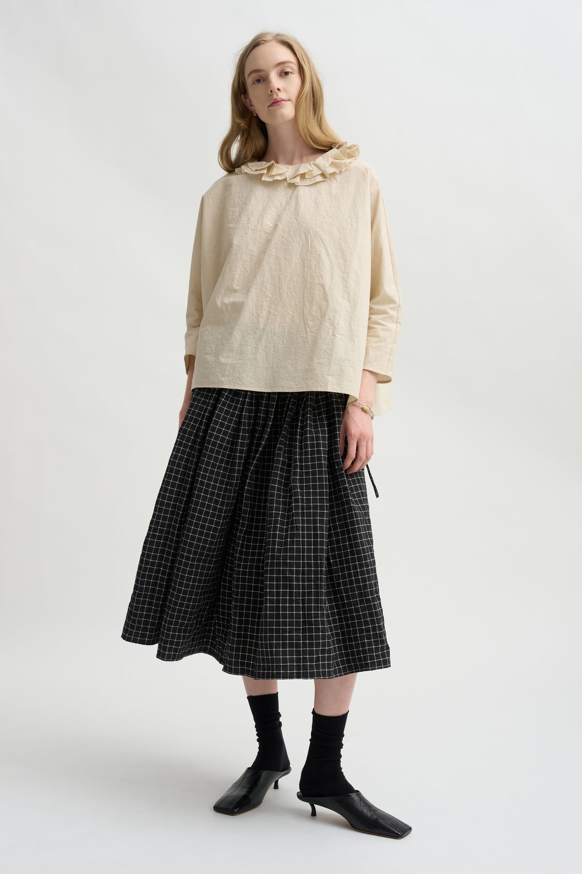 Ruffle Collar Shirt, Natural